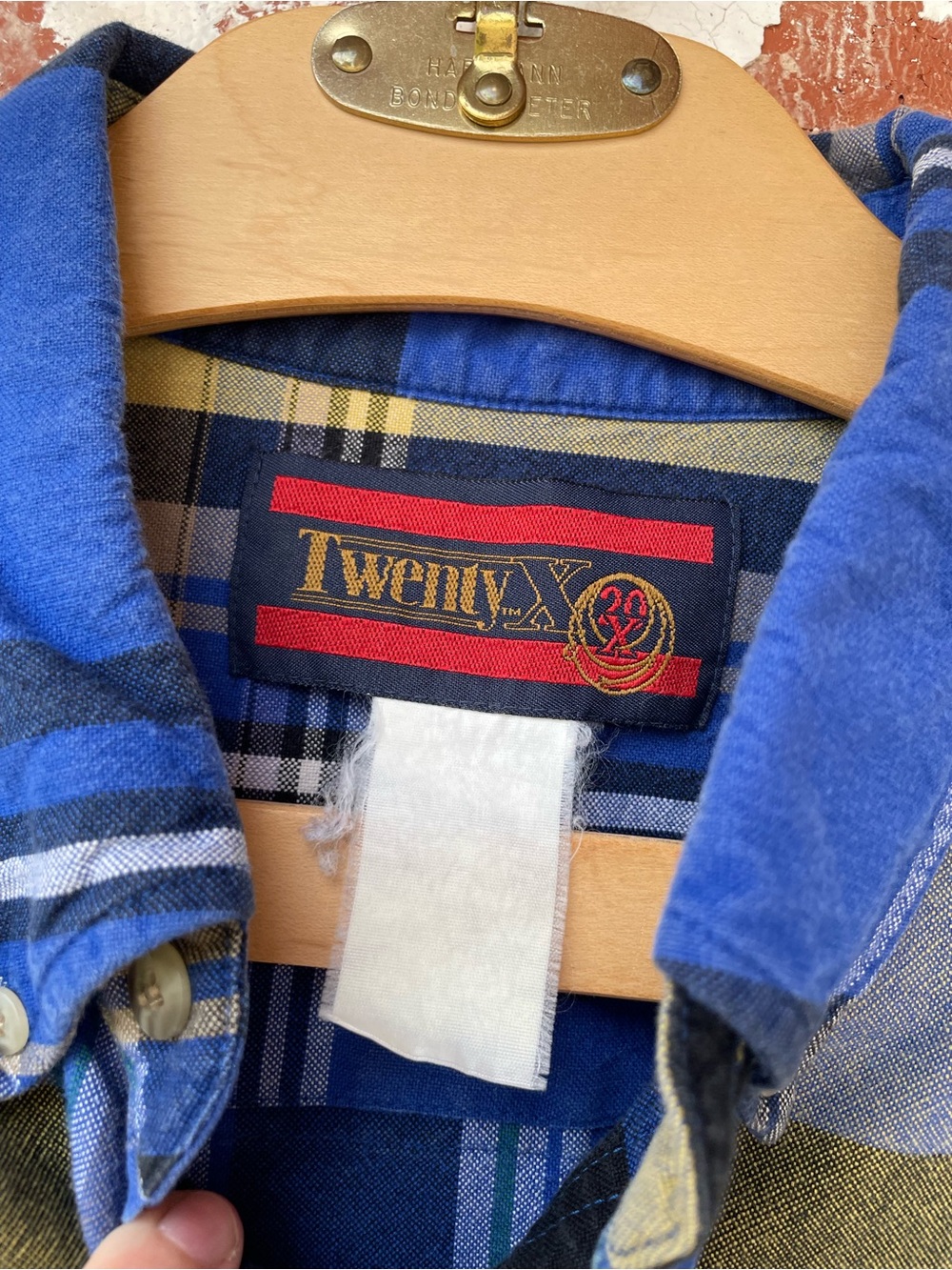 🌱5/$25🌱Wrangler | Twenty X Bright Yellow & Blue Plaid 90s Y2k Button Down Shirt - Picture 6 of 6